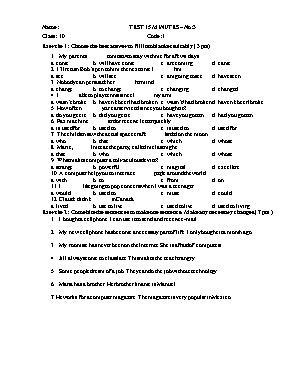 2 Đề kiểm tra 15 phút lần 3 môn Tiếng Anh Lớp 10